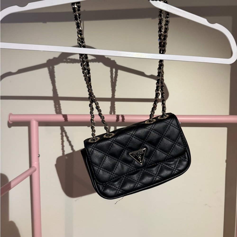 Guess Quilted Black Crossbody Bag